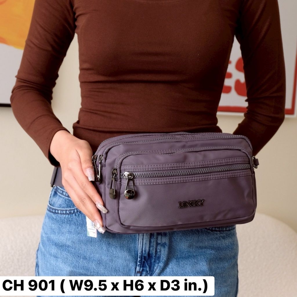 🎒👜👛กระเป๋าคาดเอว + คาดอก ผ้าไนล่อนอย่างดี รุ่น CH 901 ไซส์ 9.5" มีทั้งหมด  6 ซิป