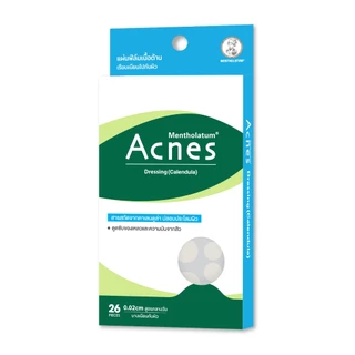 Mentholatum Acnes Dressing Calendula 26's เมนโทลาทั่มแผ่นซับสิวแอคเน่ส์เดรสซิ่งคาเลนดูล่า26ชิ้น 1 หน่วย