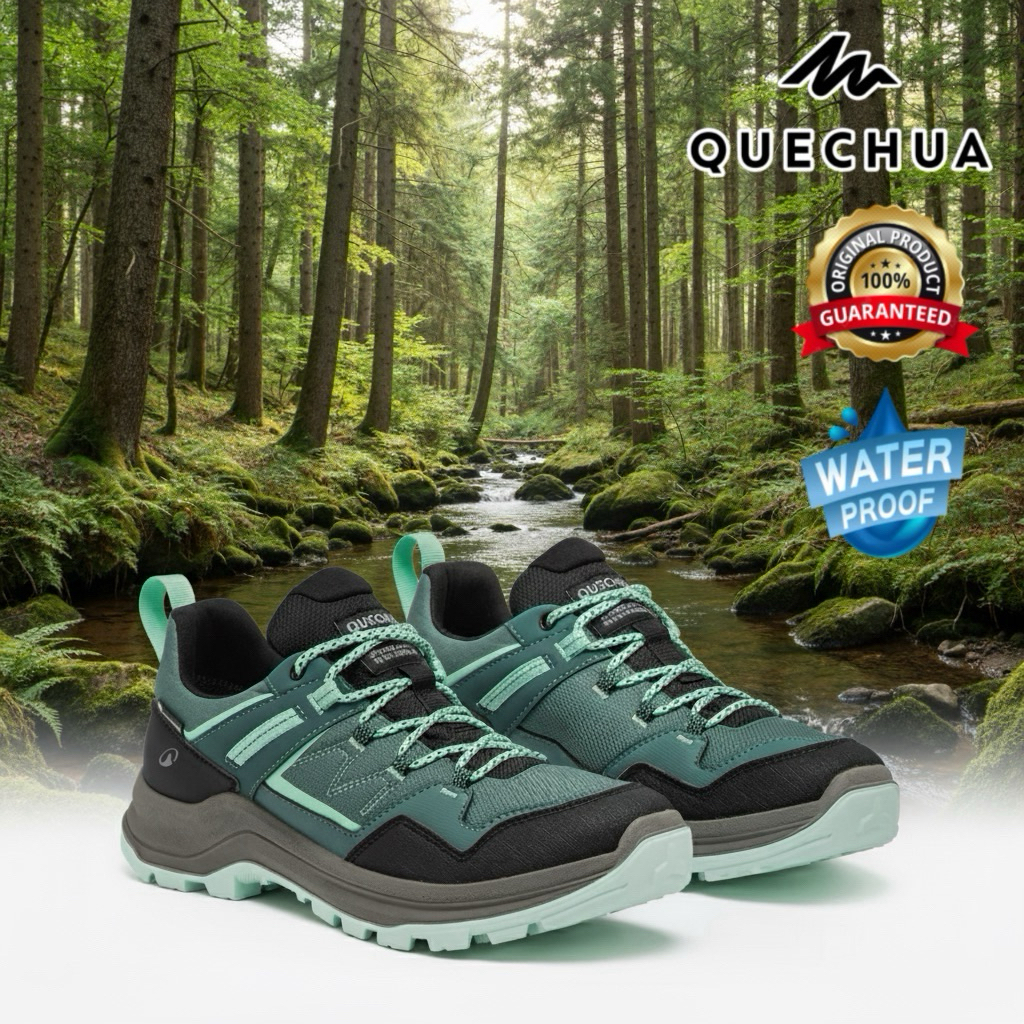 รองเท้าเดินป่าหุ้มข้อกันน้ำสำหรับผู้หญิง “มีไซส์ 36-41“ รุ่น MH100 (สีเขียว) QUECHUA