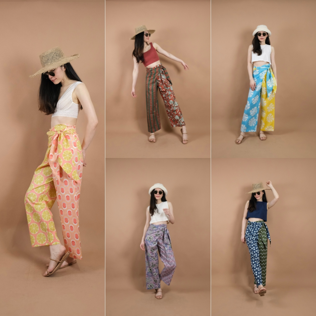 กางเกงขายาว Wrap Pants two colors made by indian cotton กางเกงเลผูกข้างผ้าฝ้ายอินเดีย