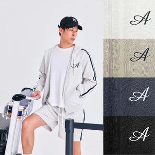 AIIZ เสื้อฮู้ดผู้ชายแบบซิปผ้าดับเบิ้ลนิตปักลาย AIIZ Men’s Embroidered Logo Hoodie