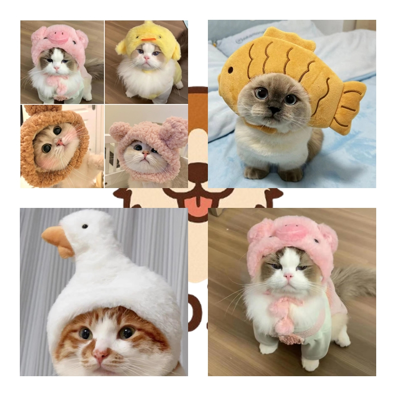 พร้อมส่ง  หมวกแมว หมวกสุนัข ห่านขาว ไทยากิ ลูกหมู