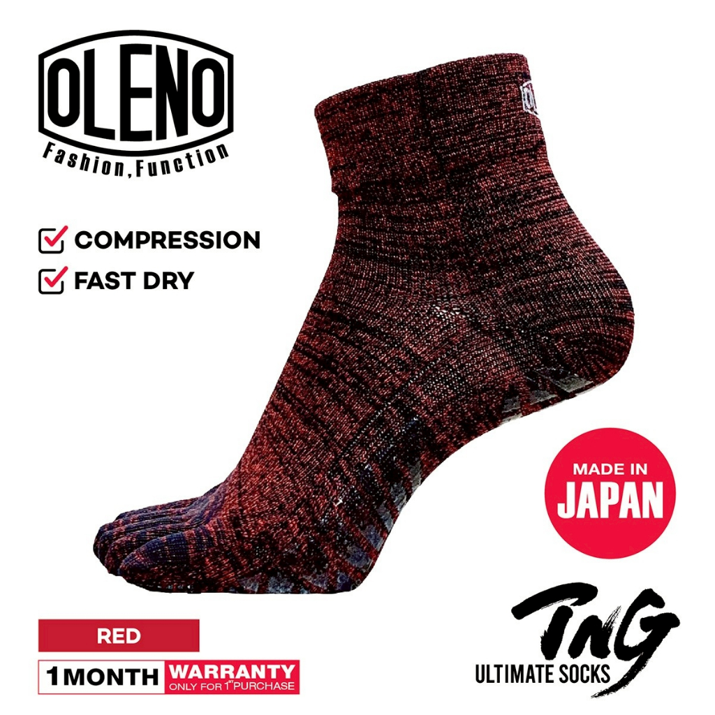 OLENO รุ่น Ultimate TNG (Black/Red) ถุงเท้าแยก 5 นิ้ว แพคเดี่ยว
