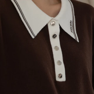(พร้อมส่ง) avo เสื้อสเวตเตอร์โปโลผ้าไหมพรมคอปกทูโทน avo kalen polo shirt