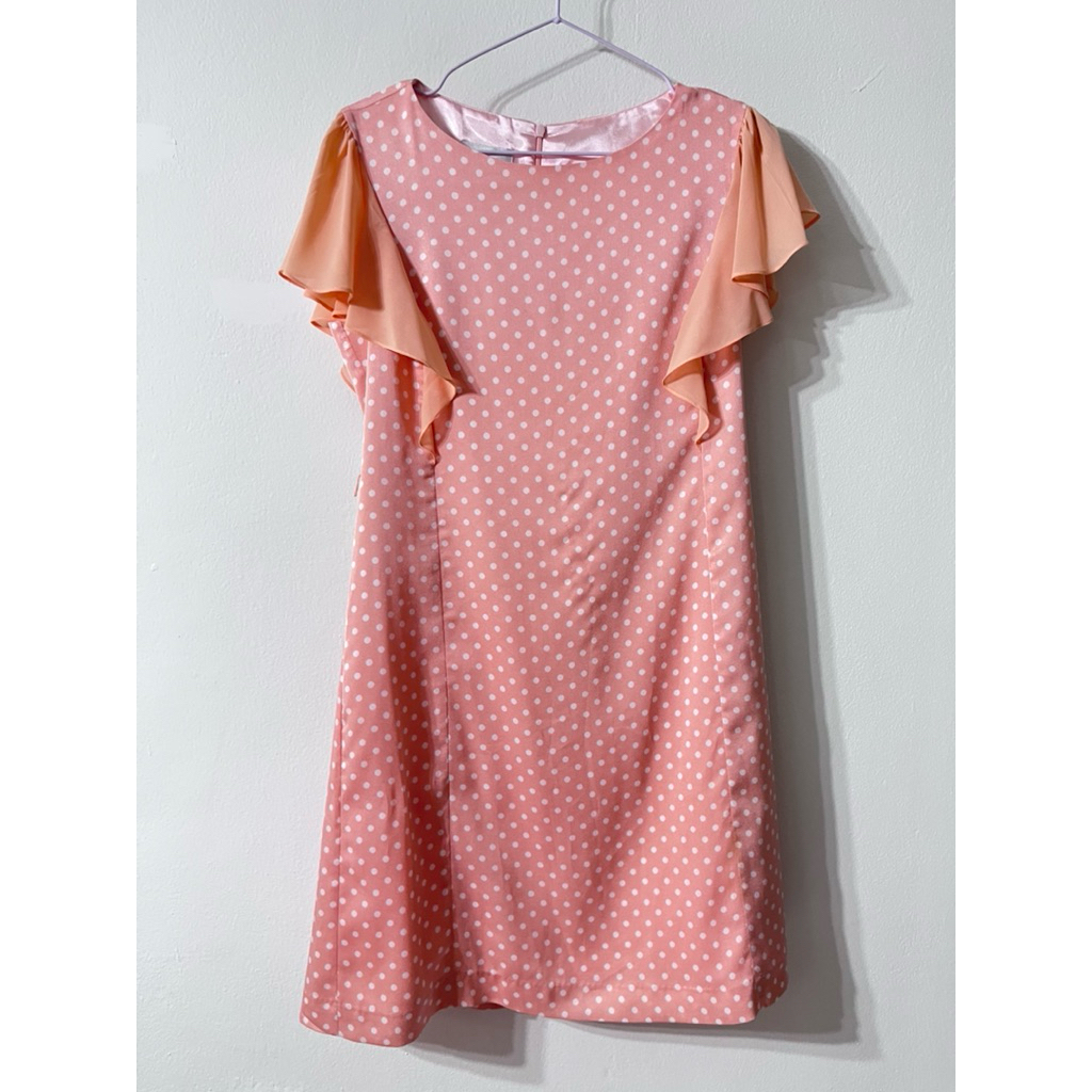 เดรสแบรนด์ BOUTON มือ 2  สีส้มพีช มีซิปหลัง มีซับใน