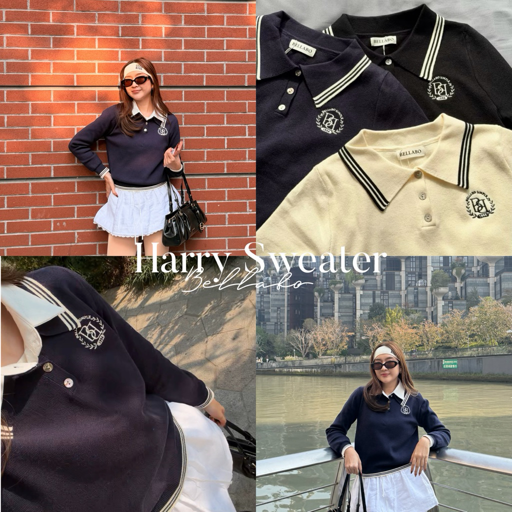 พร้อมส่ง! (BLB) เสื้อไหมพรม สเวตเตอร์แขนยาวสุดเก๋ น่ารัก รุ่น Harry  ผ้านิ่ม ยืดได้เยอะ