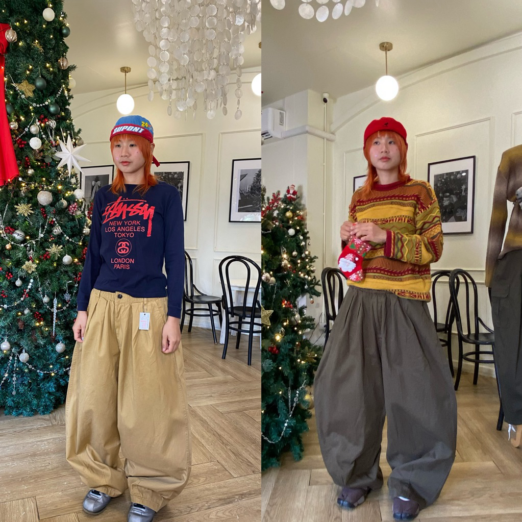 [ พร้อมส่ง ] Army balloon pants - กางเกงบอลลูน 2 สี มีไซส์ กระบอกใหญ่