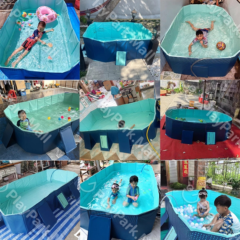 สระน้ํา สระว่ายน้ำครอบครัว สระว่ายน้ำพับได้ สระว่ายน้ำไม่เป่าลม มีให้เลือกหลายขนาด PVC 2ชั้น - รูปที่ 2