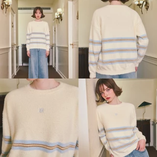 CHUUCHOP - Kenji Oversized Sweater เสื้อสเวตเตอร์ลายทางทูโทน(CW001)
