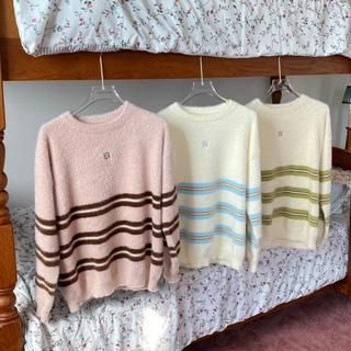 CHUUCHOP - Kenji Oversized Sweater เสื้อสเวตเตอร์ลายทางทูโทน(CW001)