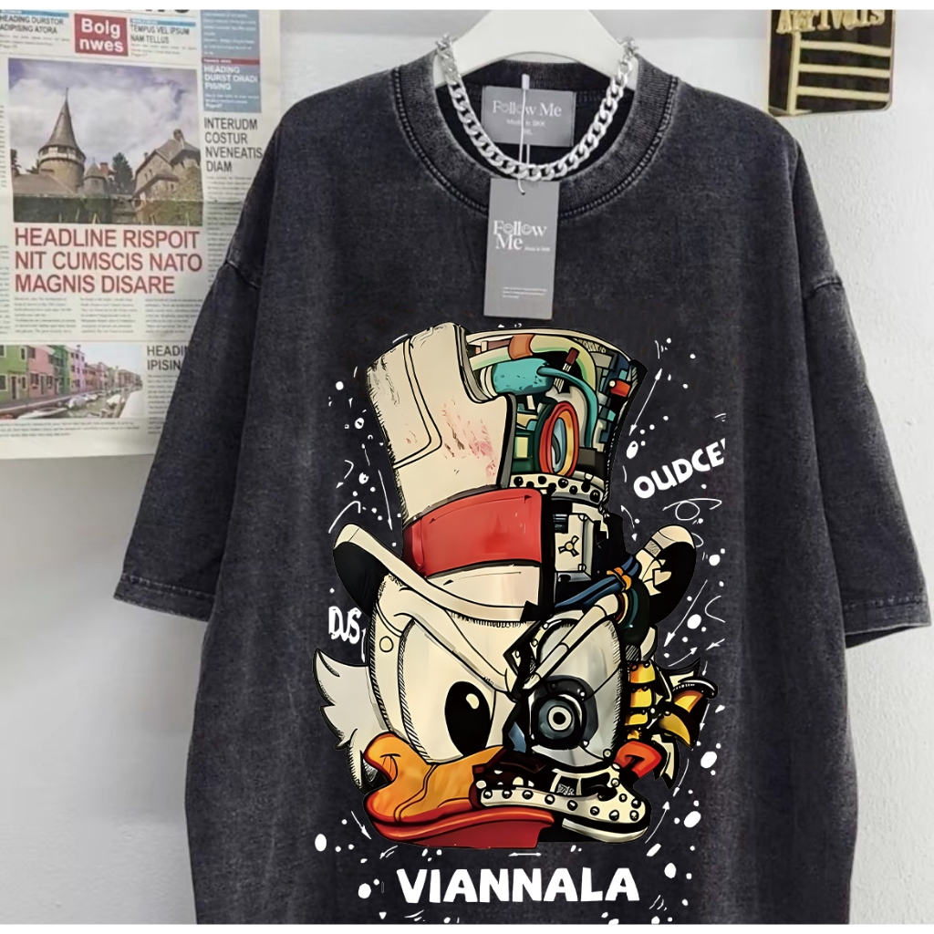 COD สไตล์อเมริกันหล่อ M-5XL เสื้อยืดเฮฟวี่เวทที่ผู้ชายและผู้หญิงใส่ได้ เสื้ออเนกประสงค์คอกลมหลวมพิมพ์ลายแฟชั่น