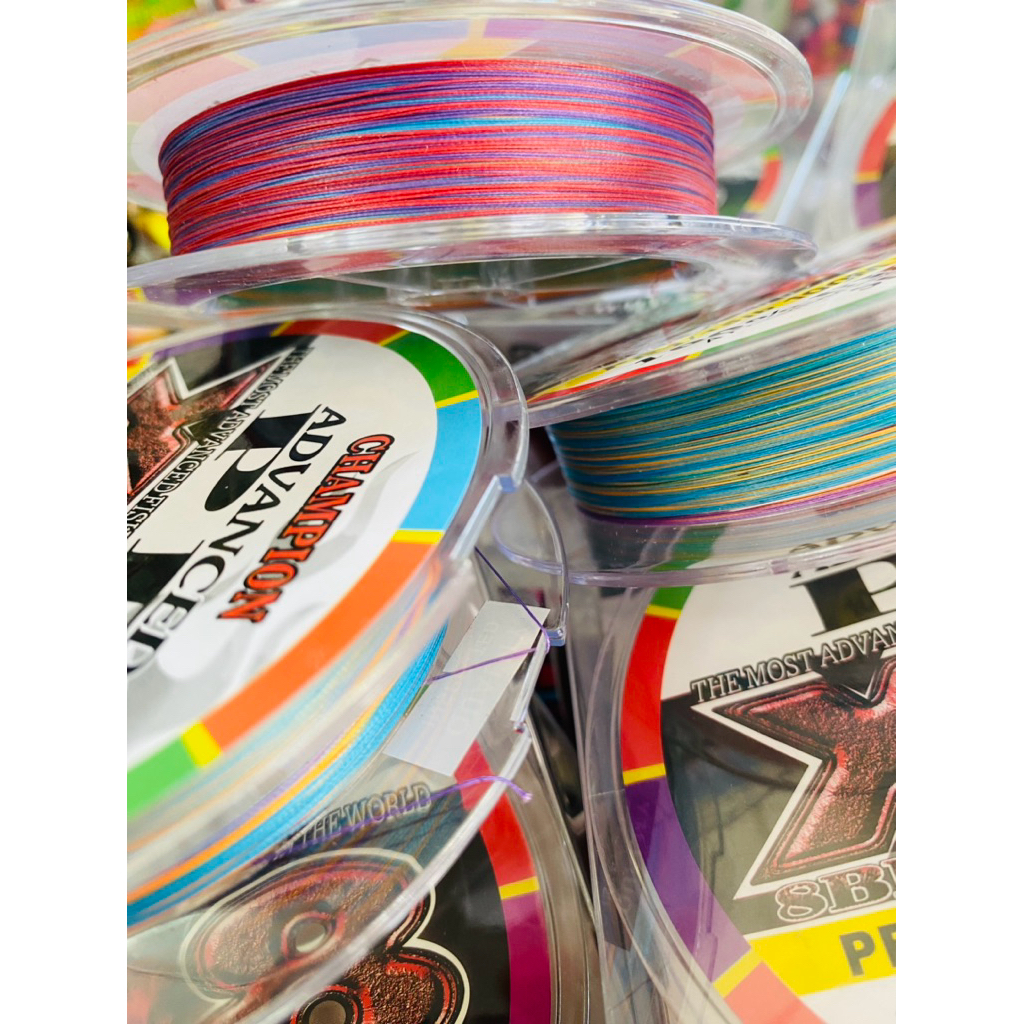 สายพีอี แชมเปี้ยน ถัก8 ยาว100ม. เหนียว  สีรุ้งสลับสี 100% UHMWPE  PE 1 PE1.5 PE 2 champion