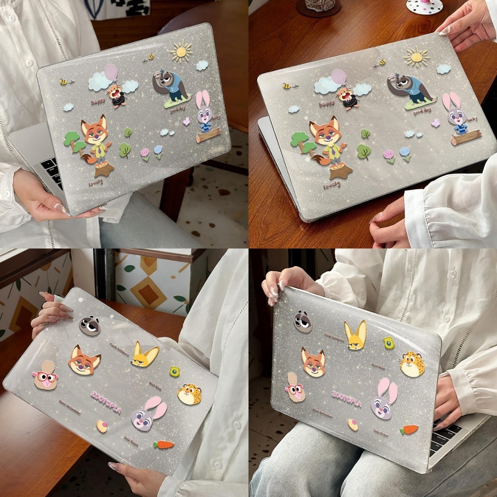 Shesell พร้อมส่ง✨เคส macbook (Glitter)Zootopia Neo13 Air13 Air15 เคสสำหรับแมคบุ๊คใสPro13/14/16 A3241