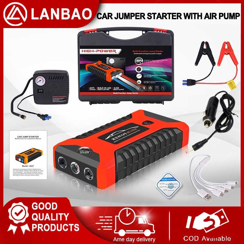 SALE💥จั้มสตาทรถยนต์ jump start 2-in-1 4USB รถยนต์ 99800 mAh