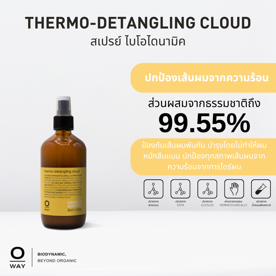 OWAY Thermo-detangling cloud สเปรย์ไบโอไดนามิค ปกป้องเส้นผมจากความร้อน