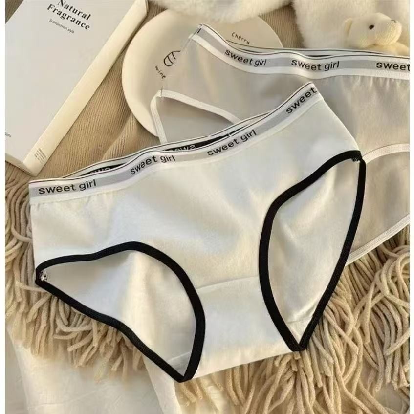 [ส่งจากไทย] กางเกงในผู้หญิง สไตล์เกาหลี กางเกงชั้นใน ผ้าฝ้าย สีพื้น ขอบเอวพิมพ์ลาย ผ้านิ่ม สวมใส่สบาย - รูปที่ 2