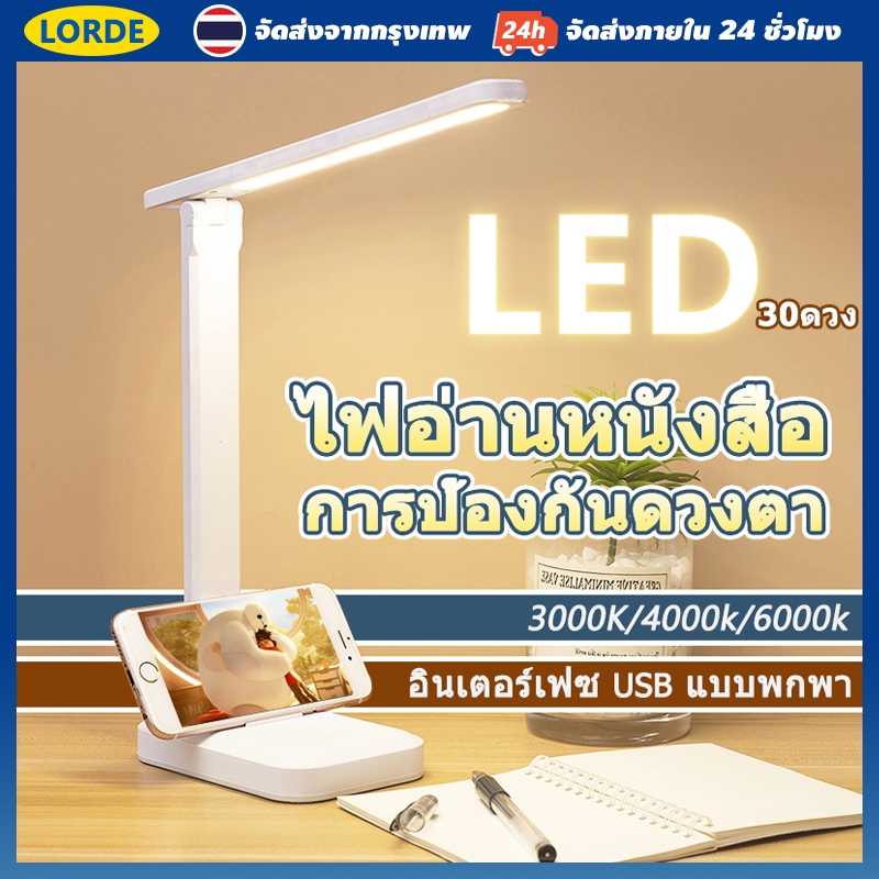 โคมไฟตั้งโต๊ะ โคมไฟอ่านหนังสือ LED ไฟมินิมอล การหรี่แสงแบบไม่มีขั้นตอน มีแบตเตอรี่ในตัว ปรับแสงได้3สี 3000K/4000K/6400K