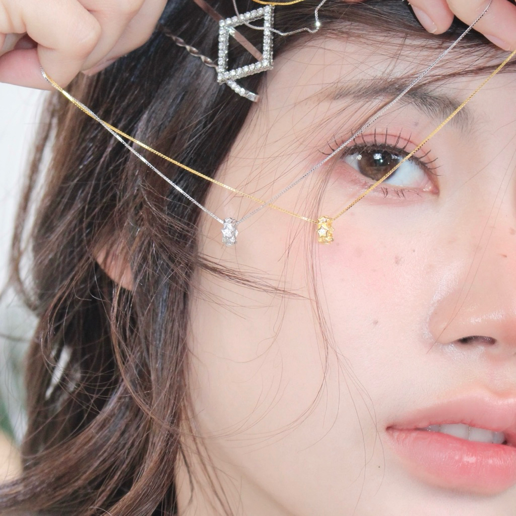 Upon the Star สร้อยคอเงินแท้925 ดีไซน์หมู่ดาว ประดับเพชร CZ. เล่นแสง สีเงิน/ทอง #N0396 #N0397