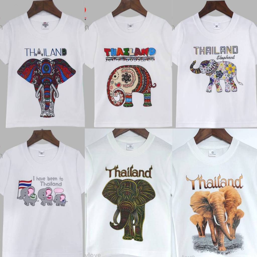 Paintmyloveเสื้อยืดเด็ก เสื้อยืดลายช้าง งานสกรีนลายไทยแลนด์ (พร้อมส่ง) ผ้าคอตตอน100% ใส่สบาย