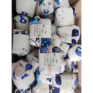 กระเป๋าพวงกุญแจลุกเต๋าลายผ้าฝ้ายพิมพ์คราม