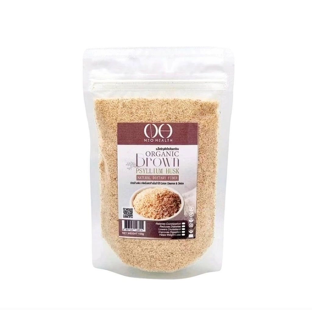 ไซเลียมฮัสก์ Psyllium Husk เกรดข้าวกล้อง Brown Psyllium Fiber ไฟเบอร์สูง ช่วยขับถ่าย 100g แพคเกจใหม่