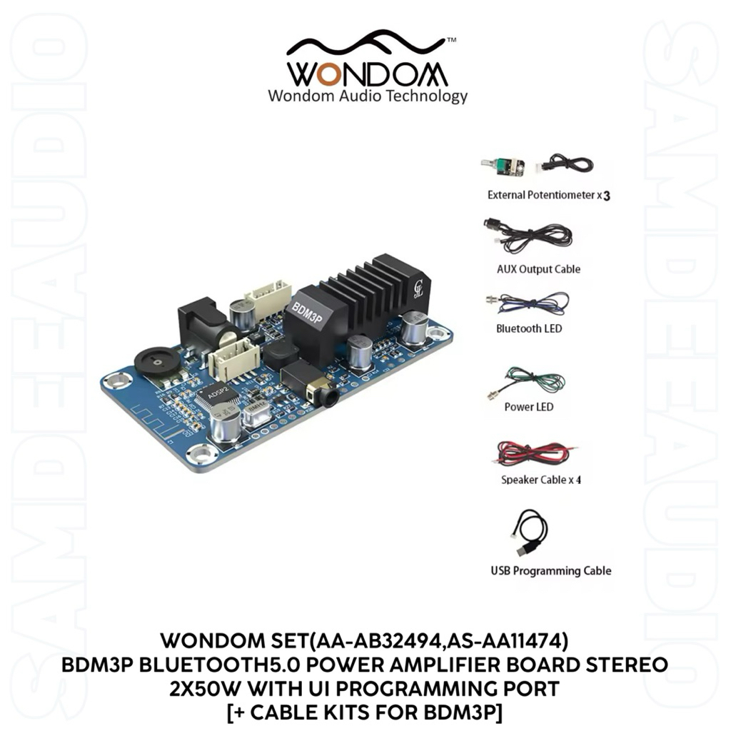 WONDOM SET(AA-AB32494,as-aa11474)BDM3P BT5.0 Power Amplifier Board Stereo 2x50W