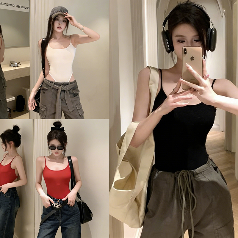 kitty.vogue พร้อมส่ง ชุดบอดี้สูท มีฟองน้ำ ทรงรัดรูป ผ้าร่อง สายเดี่ยว เว้าหลังแซ่บๆ sexy ผู้หญิง -FY2634-1