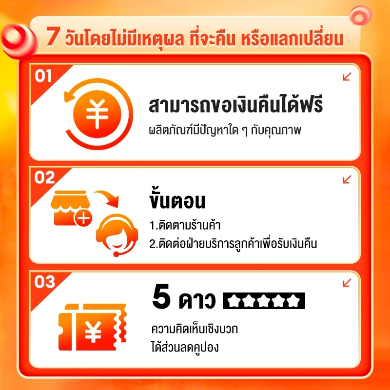 🌟บริการรับประกันหลังการขายและการเปลี่ยนสินค้าฟรี