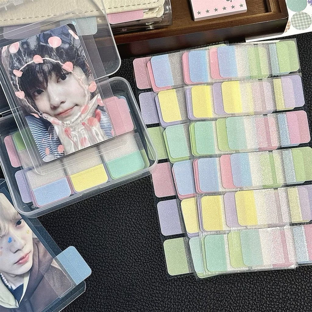 ✨🍡พร้อมส่ง!สติ๊กเกอร์แถบกาว แพค60ชิ้น สีพาสเทล กลิตเตอร์