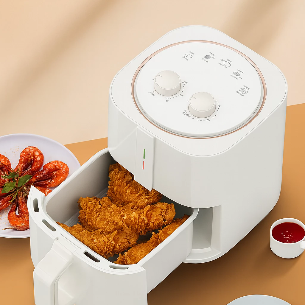 หม้อทอดไร้น้ำมัน 1500W Air fryer 7L อเนกประสงค์ เครื่องทอด ไร้มัน ลมร้อน ควบคุมลูกบิดคู่ thumbnail 5