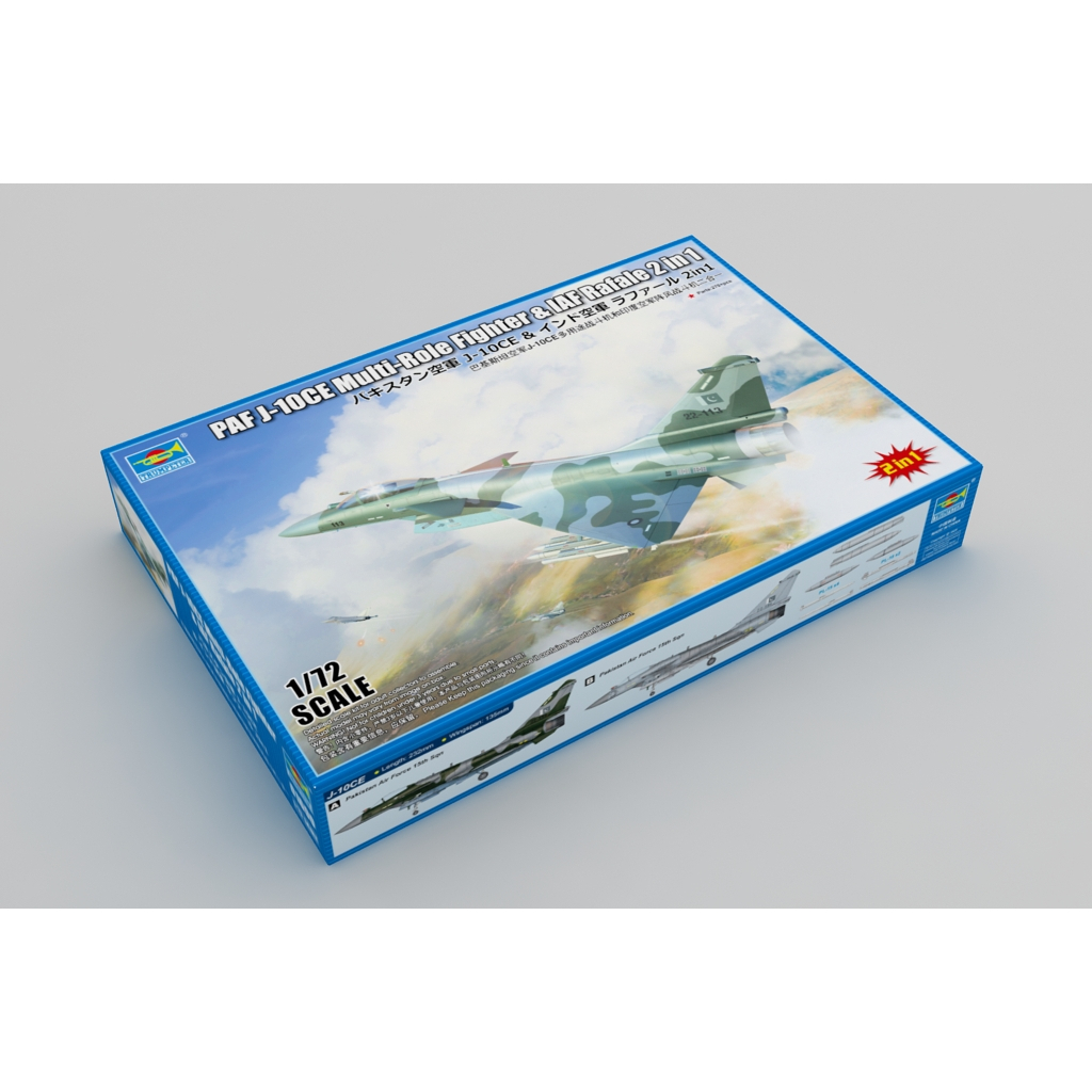 พลาสติก โมเดล ประกอบ TRUMPETER สเกล 1/72 PAF J-10CE Multi-Role Fighter & IAF Rafale 1+1 (01690)