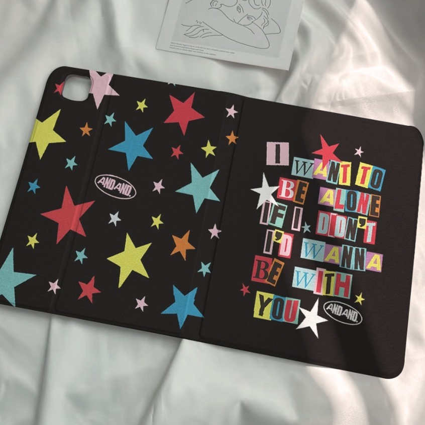 ⚡พร้อมส่ง⚡case For iPad Air6 Air7 11 MINI 4 Gen พร้อมถาดใส่ปากกา ตัวอักษรดาวสีสันสดใส เคส iPad Gen11 pro11 2024 เคสไอแพด
