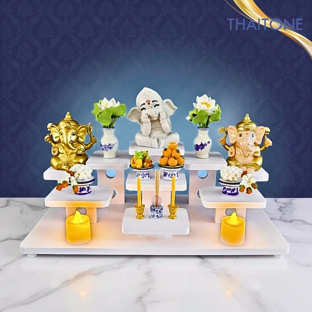 โต๊ะหมู่บูชาขนาดเล็ก หิ้งพระตั้งโต๊ะ พระพิฆเนศ ฐานองค์เทพมินิมอล  k10-tm04