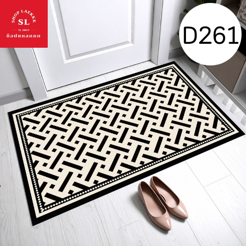 พรม3Dห้องครัว โทนดำ (ไร้ขอบ) ขนาด 40X60 cm พรมปูพื้นในห้องครัว พรมเช็ดเท้า พรมปูพื้น ซับน้ำดี ยางกันลื่น
