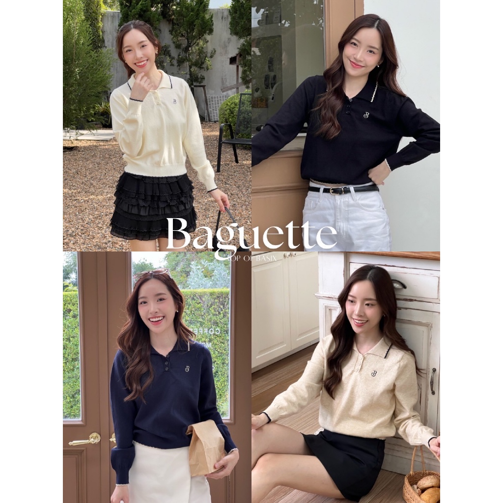 TOPBASIX - Baguette top เสื้อโปโลไหมพรมแขนยาว