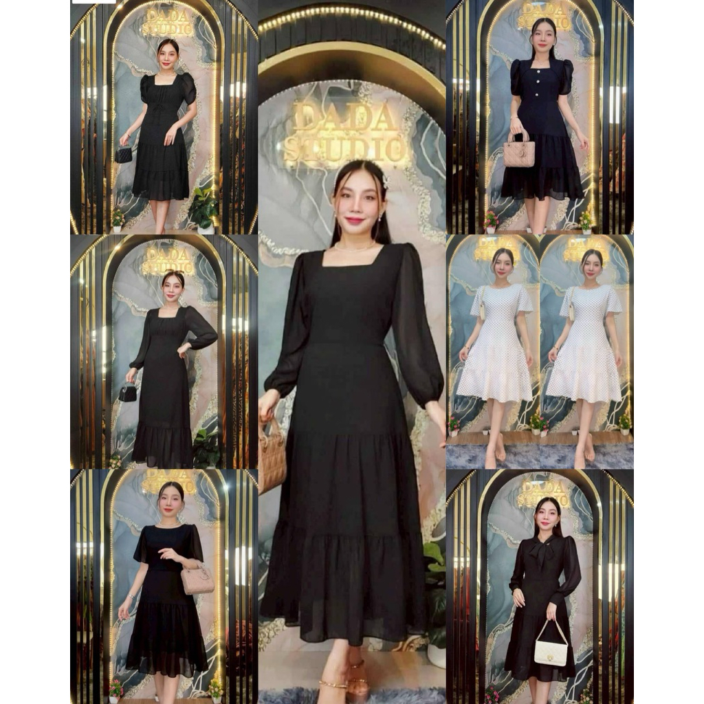 🔥Recommend🔥รวมเดรสดำใส่ทำงานใส่เที่ยวแบบสุภาพสวยหรูดูแพงมาก#Maisie Shop