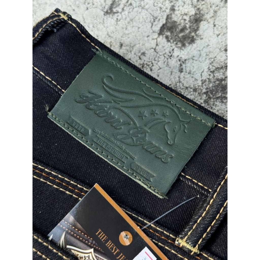 🐎พลังม้าเขียว18 Oz. (Hard Jeans)💚 สี Indigo