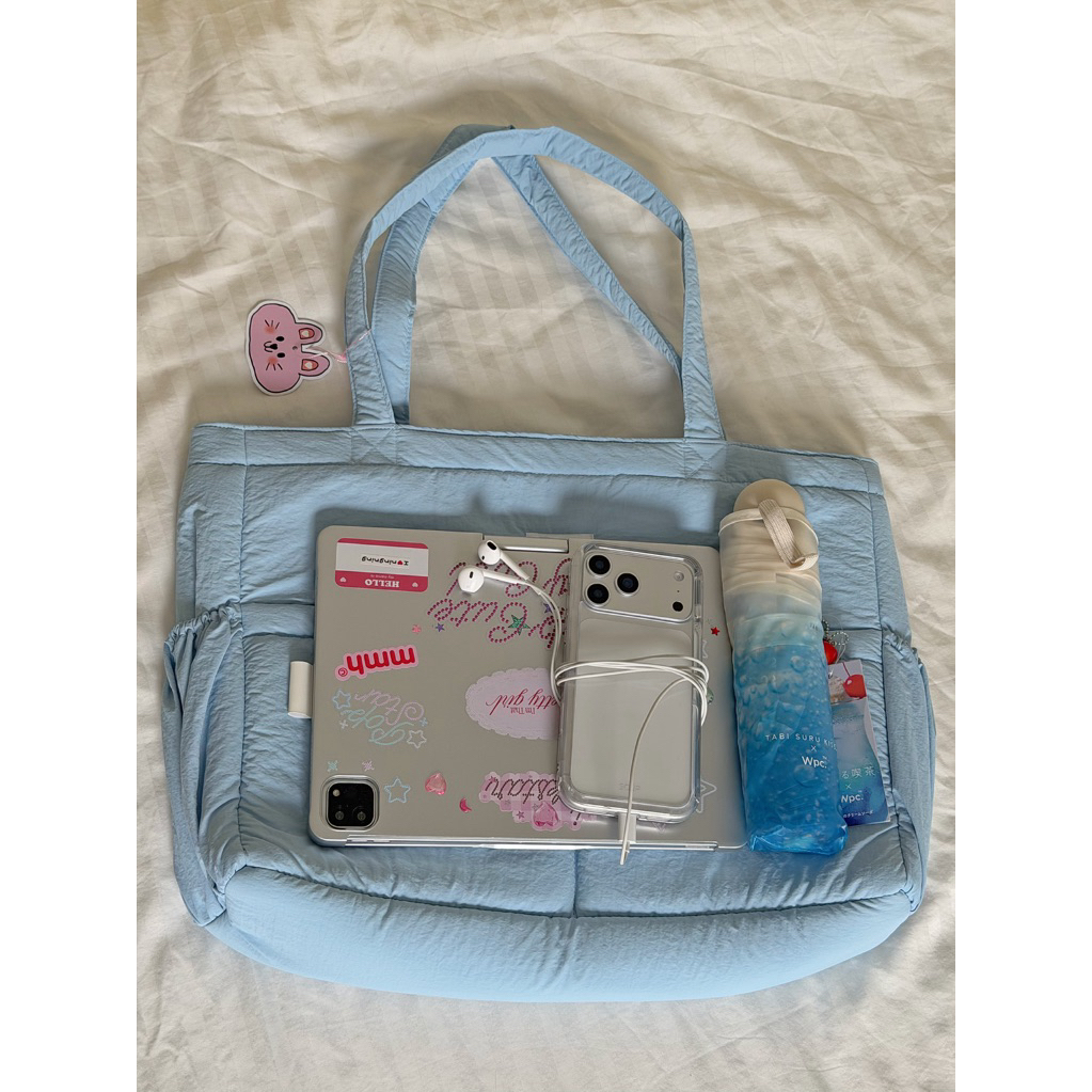 carryme -พร้อมส่ง tote bag ผ้าสะท้อนน้ำ💦 มีซิป กระเป๋าผ้าสะพาย มีใยนุ่ม ใส่ A4 ipad laptop ขวดน้ำได้