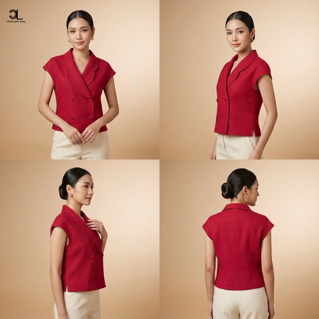 CHOO LENT เสื้อใยกันชงคอปก รุ่น Executive Lanna | ผ้า Hemp-blend พรีเมียม ทรงสวยอยู่ตัว ใส่เป็นยูนิฟ