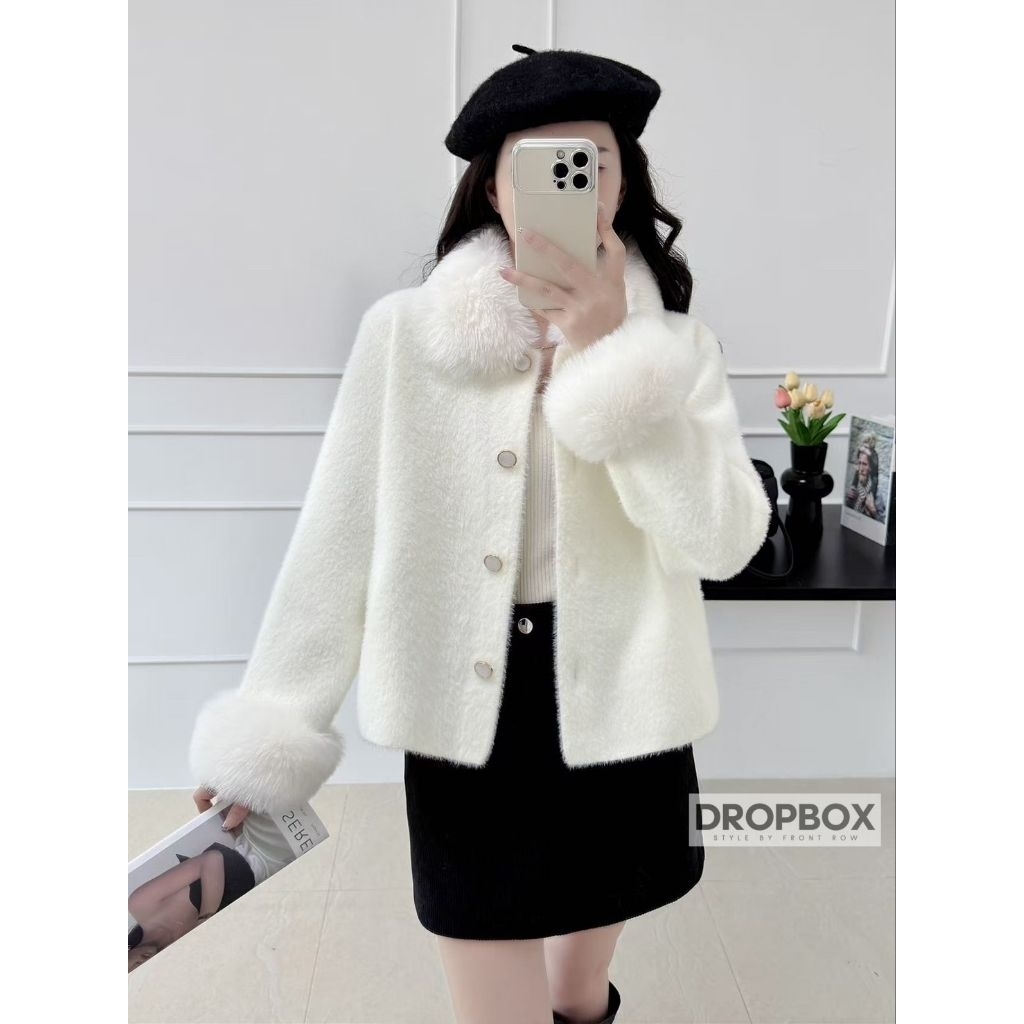 French Korea เสื้อกันหนาวขนมิ้งค์นุ่มๆ น่ารัก Dropbox