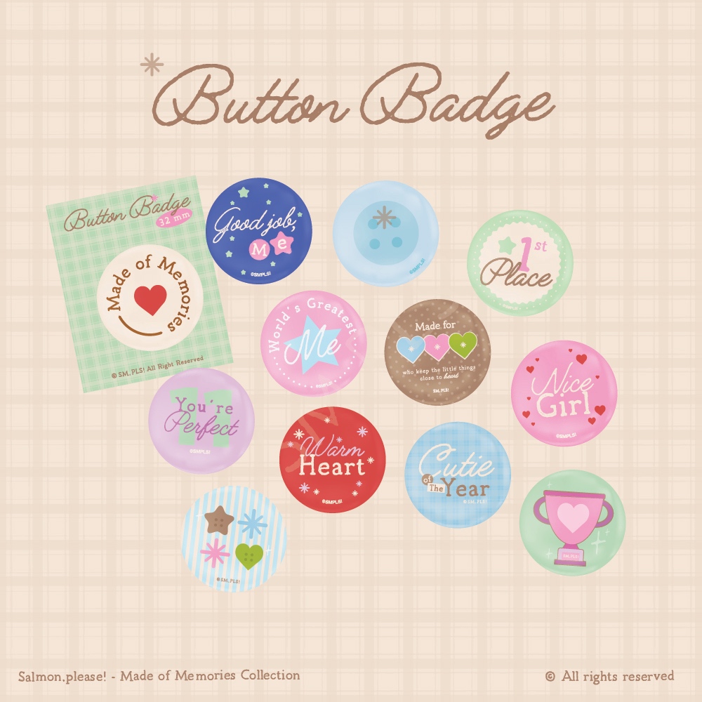 Button Badges เข็มกลัดขนาด 32 mm (Made of Memories Col.) - SM,PLS!