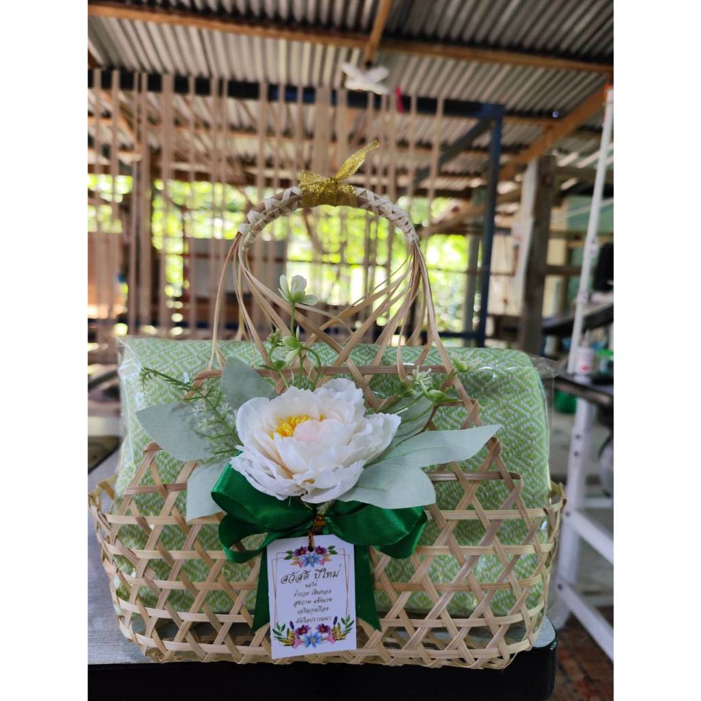 💐ผ้าคลุมไหล่(พร้อมชะลอมของขวัญ)💐ผ้าขนาด50*210 ซม.🌷ของขวัญ🌷งานแต่ง🌷งานเกษียณ - รูปที่ 2