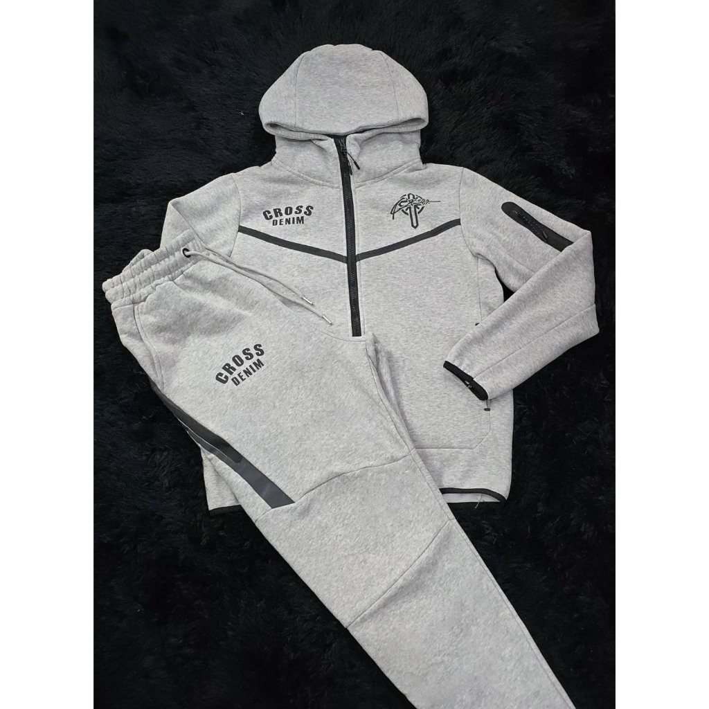 CROSS0809รุ่นTech-Glow เสื้อคลุมซิปหน้าเข้าเซตกางเกงขายาว ร้านโอม