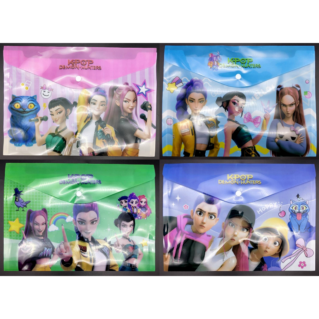 🔥แพ็ค 12 ใบ 1966 K-POP 🔥แฟ้มเก็บเอกสารกระดุมพลาสติกA4  พิมพ์ลายการ์ตูน มีกระดุม  เครื่องใช้สำนักงาน 