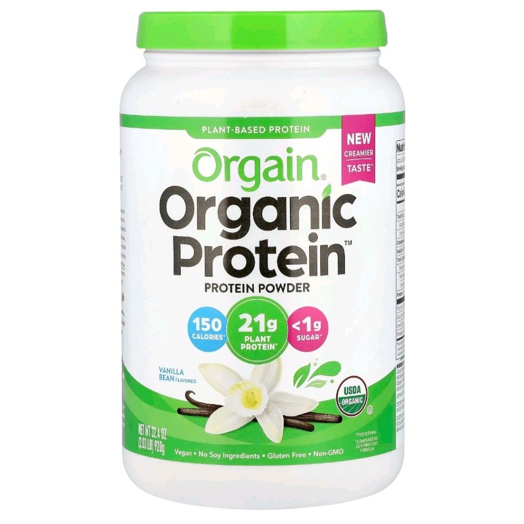 Orgain, Organic Protein Powder, Plant Based, Vanilla Bean, 2.03 lbs (920 g)