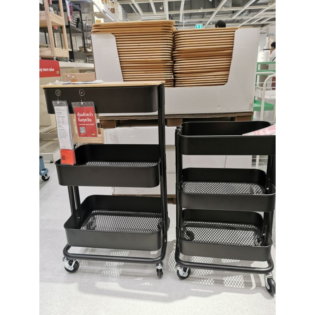 ราคานี้ 10 ชิ้นสุดท้าย IKEA (อิเกีย)​ แท้ค่ะ RÅSKOG รวสกู๊ก รถเข็น, ขาว, ดำ, น้ำเงินอมเทา, เทา-เขียว, เหลือง,35x45x77ซม.
