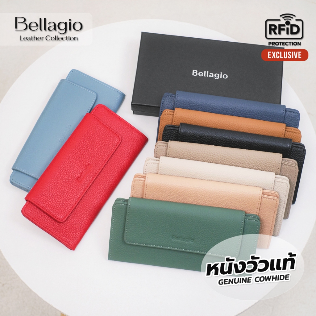 Bellagio รุ่น Valenta Slim Wallet กระเป๋าสตางค์หนังวัวแท้ใบยาว ทรงสลิปบางเบา สไตล์โมเดิร์นมินิมอล
