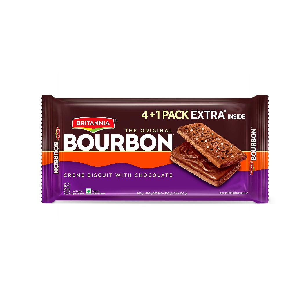 BRITANNIA Bourbon the Original - Choco Creme Biscuits 3.42oz ( 97g) - Smooth Chocolate Cream Biscuits for Breakfast &