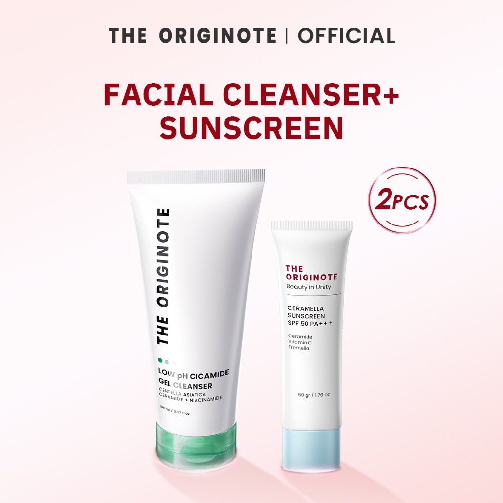 [เซ็ตคู่] The Originote Low pH Cicamide Facial Cleanser + Ceramella Sunscreen - โฟมล้างหน้า + ครีมกั