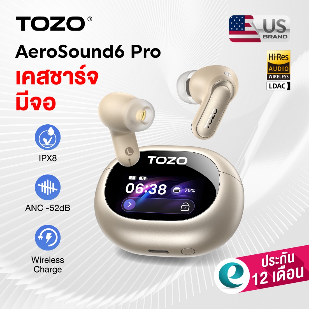 [ประกันศูนย์ไทย] TOZO AeroSound 6 Pro หูฟังบลูทูธ หูฟังไร้สาย หูฟังอินเอีย BT5.4 IPX8 Game Mode LDAC bluetooth earphone
